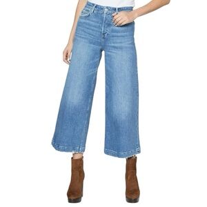 NWT PAIGE Frankie Covered Button Fly Adrienne Medium Wash Wide Leg Size 24 (#1)